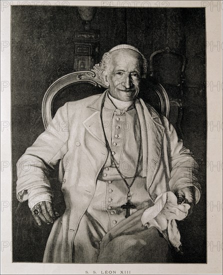 Leon XIII, Vincenzo Gioacchino Pecci (1810-1903), pope from 1878-1903, engraving in the 'Ilustrac?