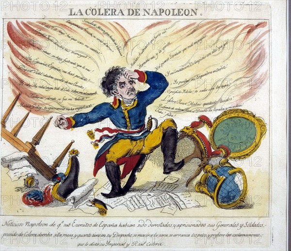 The anger of Napoleon' Napoleon Bonaparte (1759-1821), satirical engraving.