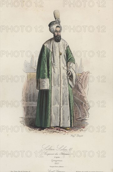 Sultan Selim III, Emperor of the Ottomans (1761-1808), son of Mustafa II, etching, 1870.