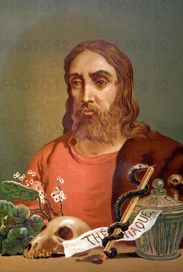 Claudius Galen (129-201). Greek doctor, chromolithograph, 1883.