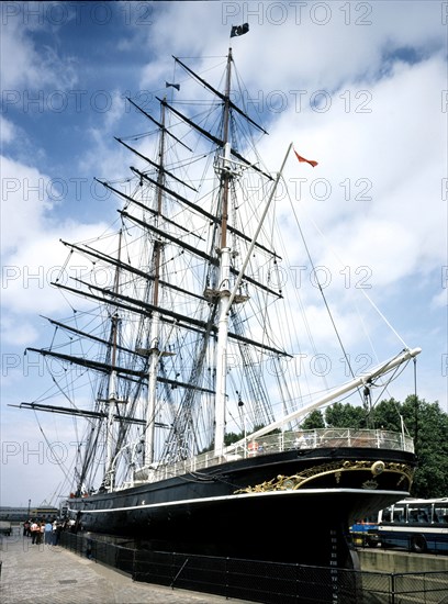 Sailboat docked in a port.