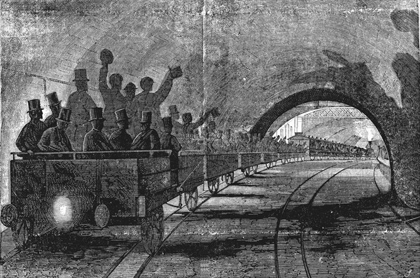 London Underground Railroad. Scene from the 1868 inauguration.