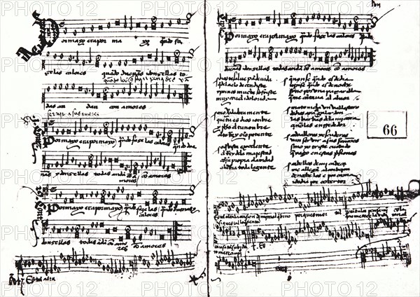 A score page of the Palace songbook, 1335.