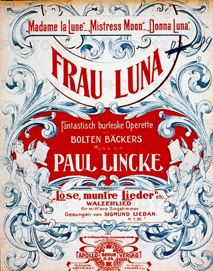 Doña Luna, cover of the two acts operetta by Paul Lincke, released on December 31, 1899.