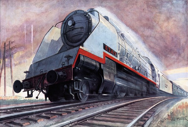 Locomotive Super - Mountain 241-101 leading passengers travelling to New York to Havre, drawing i?