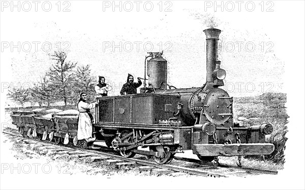 Train for the exploitation of kaolin, in the Trappist monastery of Soligny, France, 1901.