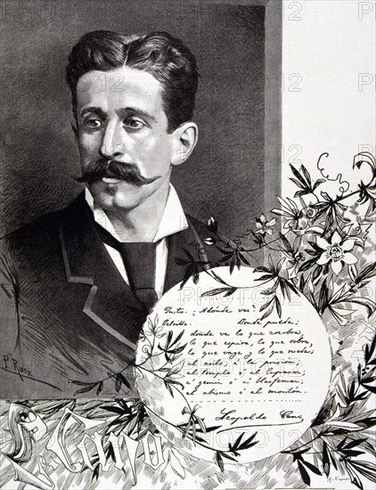 Leopoldo Cano (1844-1934) Spanish writer, engraving by A. Riquer in Ilustración Artistica de Barc?