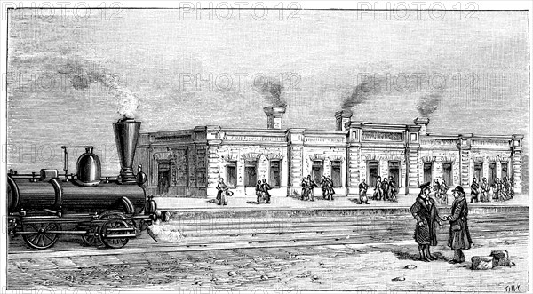 Duchak Station, on the railroad trans-Caspian, engraving, 1895.