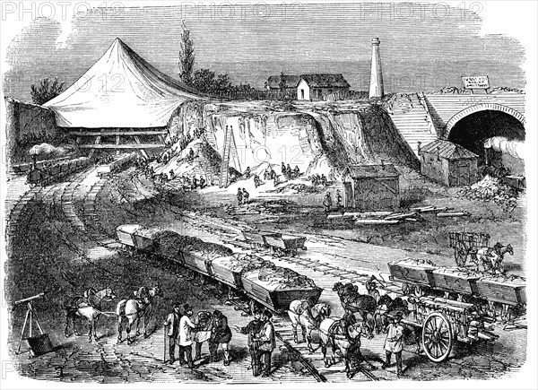 Works for the construction of the Western Railway Station in Paris, the French railways, in Decem?