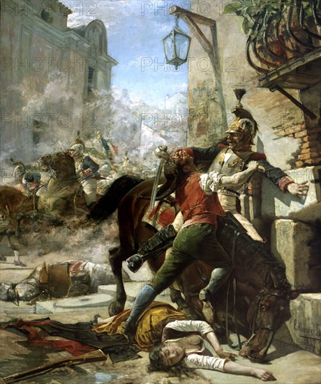 Malasaña and daughter fighting against the French on May 2, 1808. Oil, 1887.