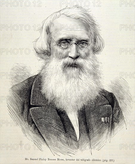 Samuel Fidney Morse (1791-1872), American inventor, he invented the telegraphy, engraving in the ?