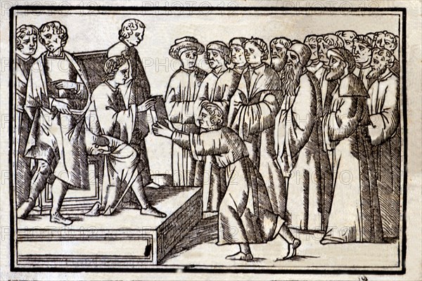 'Epigrams' by Marcus Valerius Martial, engraving representing Martial delivering a copy of his w?