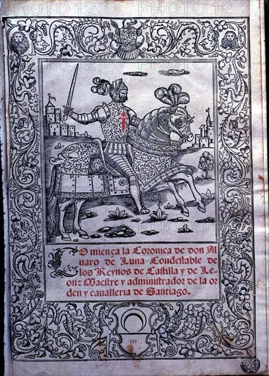 Chronicle of Don Alvaro de Luna, cover of the printed edition in Milan in 1546.