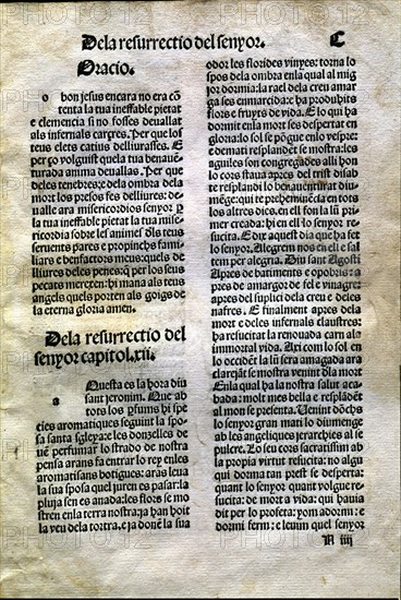 Page from the book 'Lo Quart del Cartoixà' (The Fourth of the Cartoixa), printed in Valencia in 1?