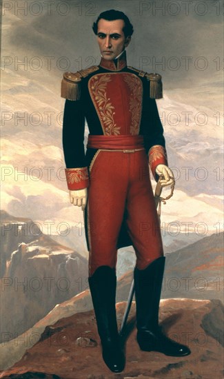 Simon Bolivar 'The Liberator' (1783-1830), military and hero of the American Revolution.