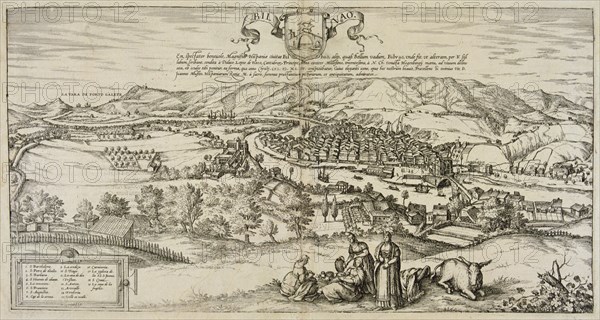 View of the city of Bilbao. Engraving of 1544 for the play 'Civitates Orbis Terrarrum', 1576, by ?