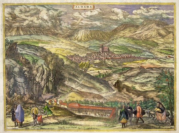 View of the town of Alhama (Granada). Engraving for the work 'Civitates Orbis Terrarrum', 1576, b?