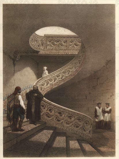 Staircase of the cloister of the Cathedral of Pamplona.