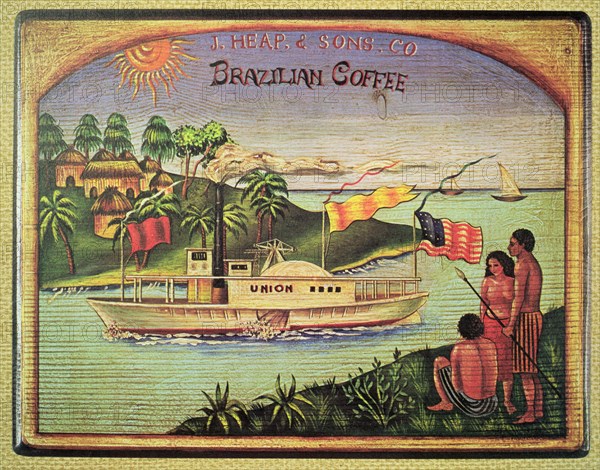 English billboard on Brazilian Coffee, etching, 1840.