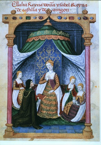 Elizabeth I 'The Catholic' (145 -1504), Queen of Castile, in miniature 'Prayer of Queen Juana la ?