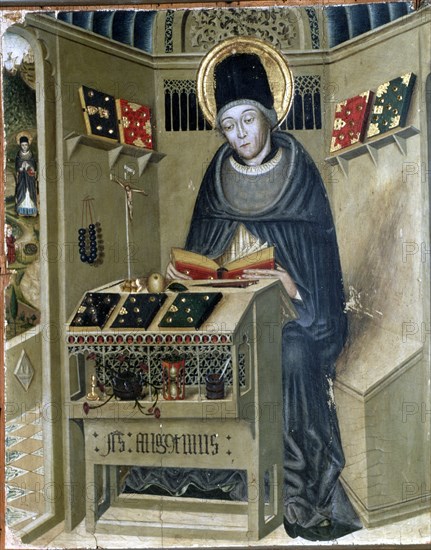 Central panel of an altarpiece dedicated to St. Augustine (354-430), Gothic Painting (1450-1500) ?