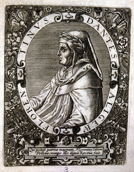 Dante Alighieri (1265-1321), Italian poet, engraving.