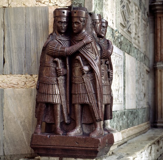 Diocletian (245-313), Roman emperor (284-305), porphyry sculpture outside of San Marco in Venice,?