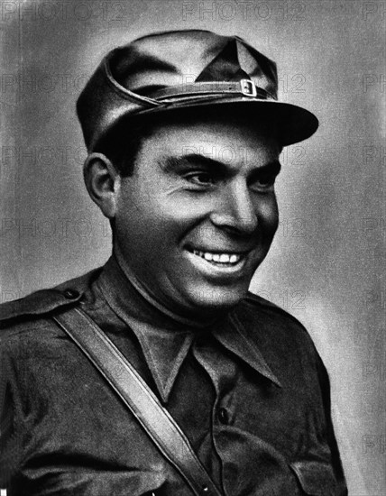 Buenaventura Durruti (1896-1936), Spanish anarchist leader, reproduction of a photograph.