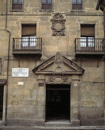 Front of the house where lived and died Miguel de Unamuno (1864-1936), Spanish writer.