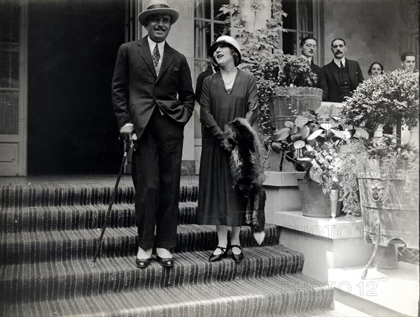 Mary Pickford (1893-1979), film actress born in Canada, with her husband Douglas Fairbanks, also ?