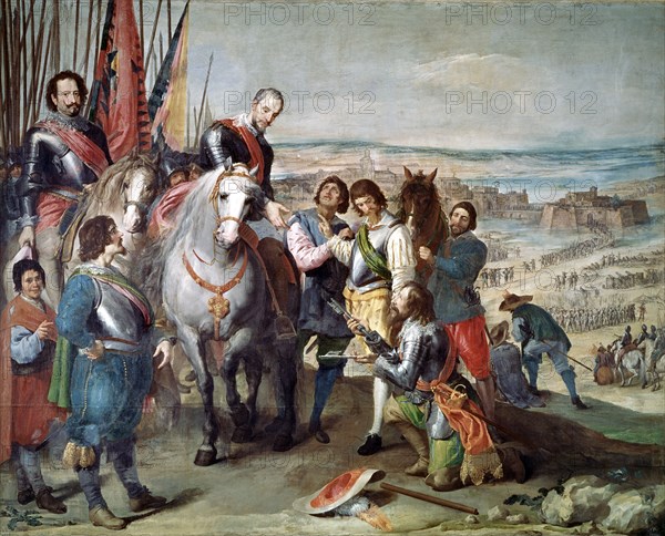 The surrender of Juliers, appearing Ambrosio Spinola and Diego Felipe de Guzman.