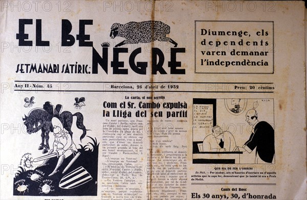 Head of the weekly magazine 'El Be negre' (The Black sheep), 1932.