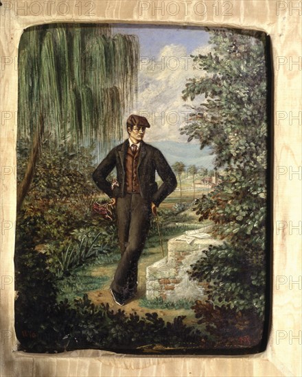 Oil painting on canvas of Mosen Jacinto Verdaguer i Santaló in the 'Font del Desmai' (1845 - 19?