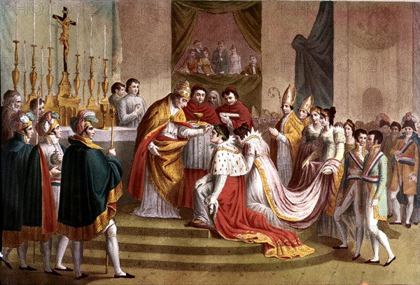 Pius VII crowns Napoleon as emperor in Notre Dame in 1804.