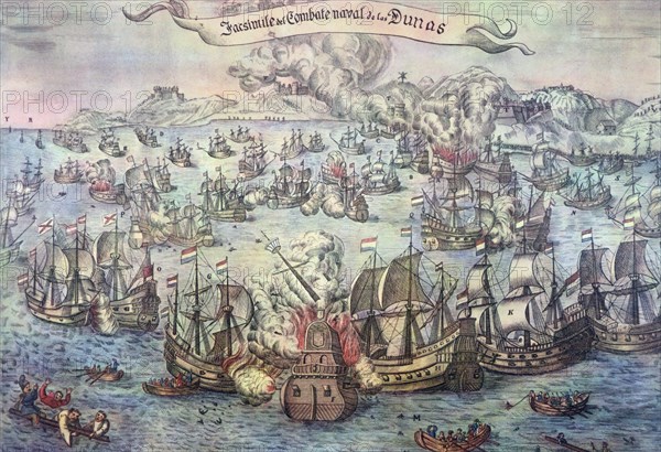 Naval Battle of the Dunes, the ships of Admiral Oquendo against the ones of the Dutch Admiral Har?
