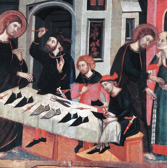 Saint Mark heals the wounded hand of the shoemaker Aniano, table of the 'Altarpiece of Saint Mark?