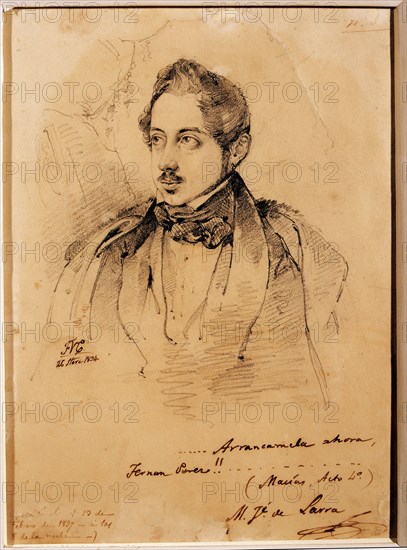Mariano José de Larra (1809-1837), Spanish writer, drawing, 1834.