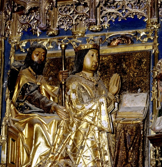 The King Juan II (1404-1454) King of Castile is assisted by Santiago Apostol, detail of the main ?