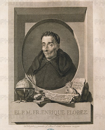 Enrique Florez (1702-1773), Spanish historian and theologian, etching of  1773.