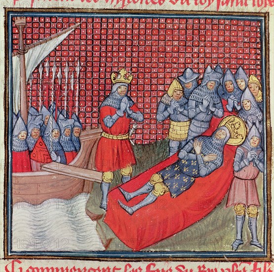 Saint Louis dies of plague during the Crusade against Tunisia on August 25, 1270. Miniature in th?