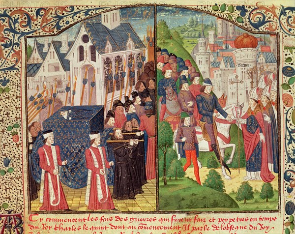 Funeral in Paris of Saint Louis or Louis IX, king of France (1270) and 'Entry of Charles V 'The W?