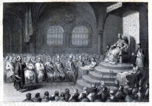 16th or 17th Toledo Council (693-694) held during the reign of King Égica (687-702), engraving by?