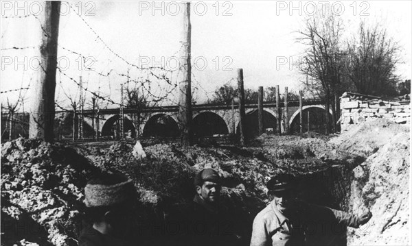 Spanish Civil War 1936-39. The Battle of Madrid, Republican entrenchments around the bridge of th?