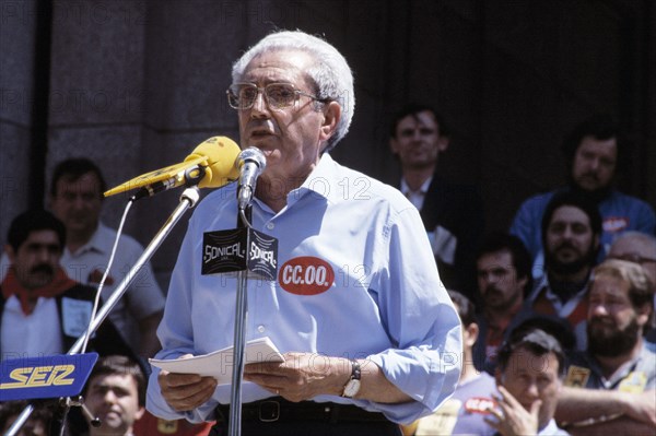 Marcelino Camacho (1918-2010), a Spanish trade unionist miting.