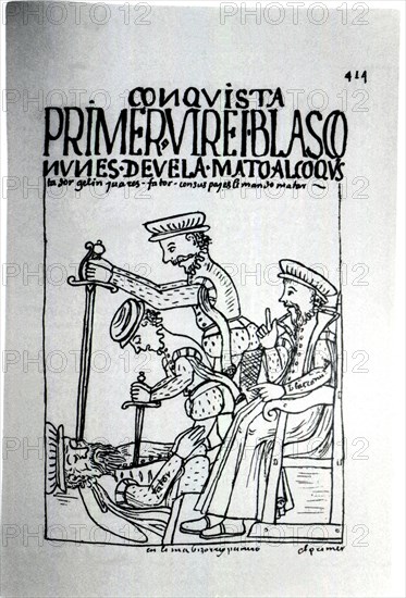 Death of Blasco Nunez de Vela, Viceroy of Peru, at the hands of Gonzalo Pizarro in 1546, illustra?