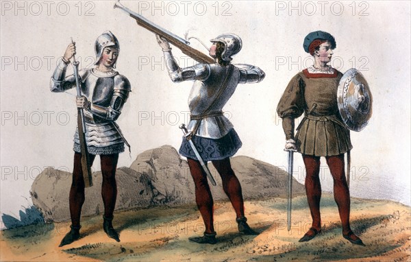 Reign of the Catholic Kings. Infantry 1495, soldiers of the Brotherhood: 'Espingarderos' and shie?