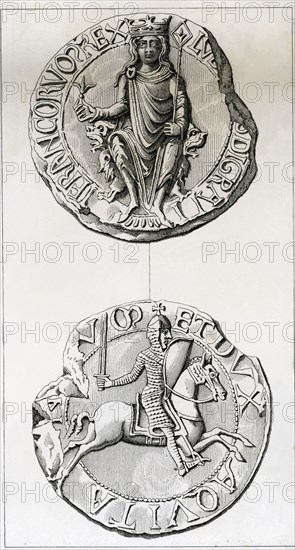 Seal of Louis VII, the Younger (1120-1180), King of France, son of Louis VI, took part in the Sec?