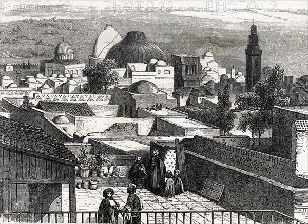 Jerusalem, the holy places, view taken from the Cretan convent, engraving, 1851.
