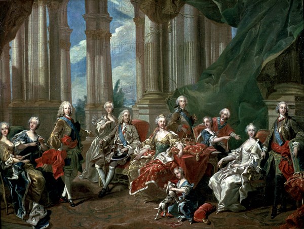 The family of Philip V, oil by Louis Van Loo.