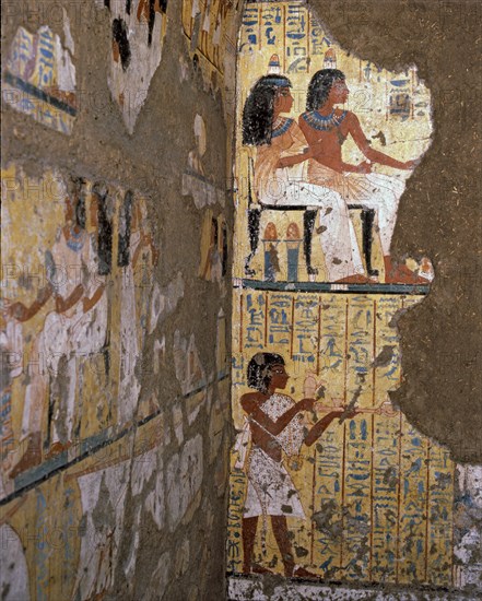 Frescoes from the funerary chapel of painter Maia (Deir el Medina), end of the XVIII dynasty (130?